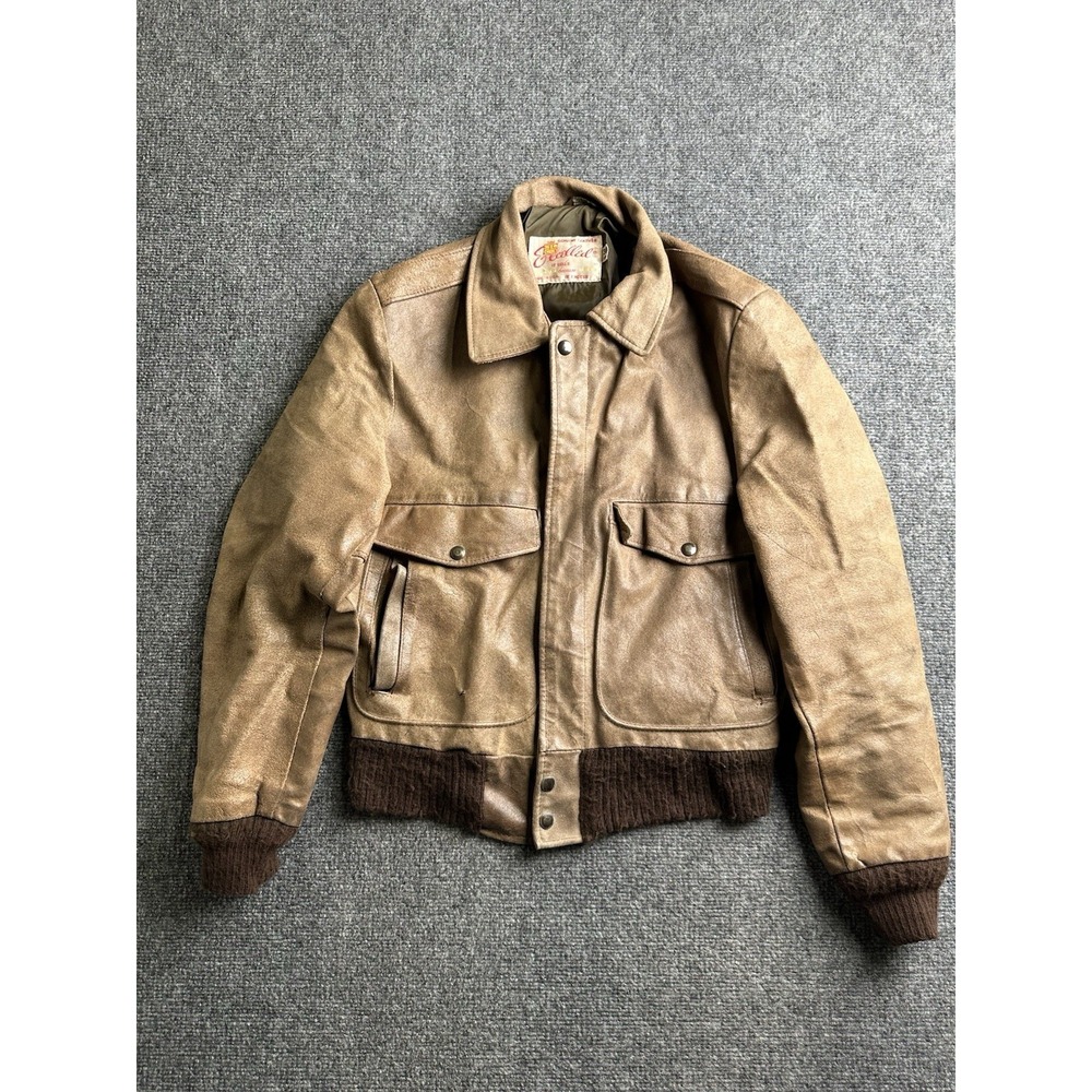 Mens Excelled Genuine Leather Bomber Jacket Made in USA, Size S 38